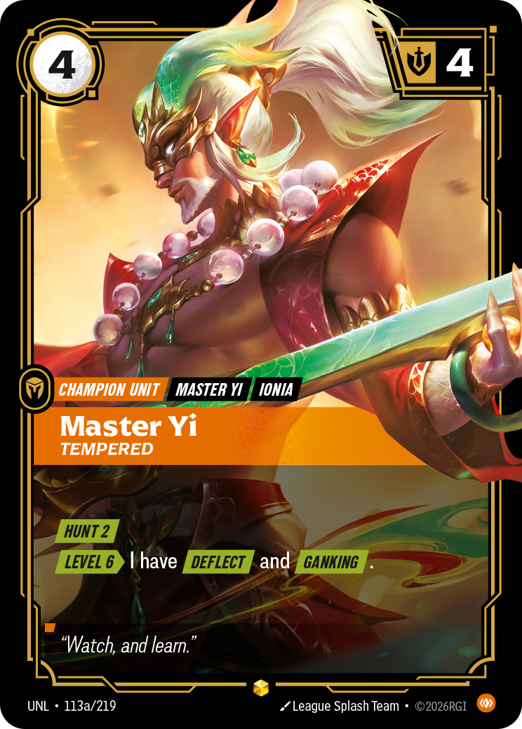 Master Yi - Tempered (Alternate Art) — Unleashed — Showcase — Unit