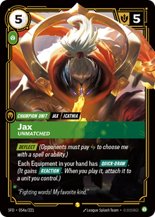 Jax, Unmatched — SFD — Showcase — Unit