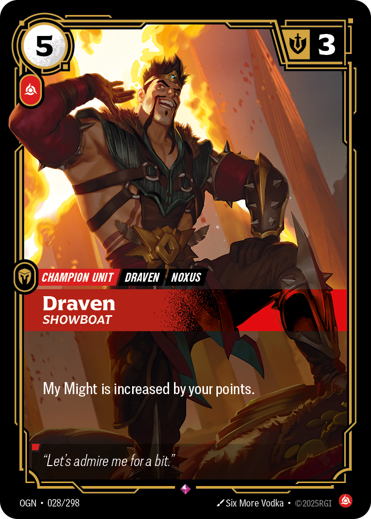 Draven, Showboat — Origins — Rare — Unit