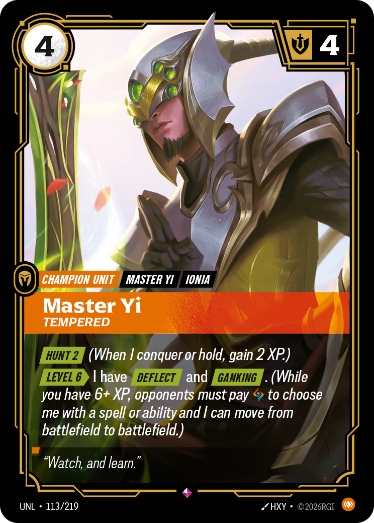 Master Yi - Tempered — Unleashed — Rare — Unit
