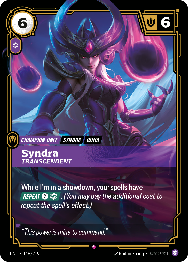 Syndra - Transcendent — Unleashed — Rare — Unit